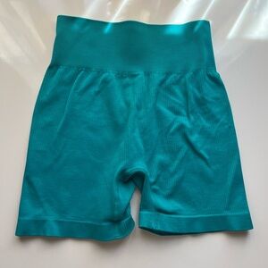 Biker shorts ribbed green womans